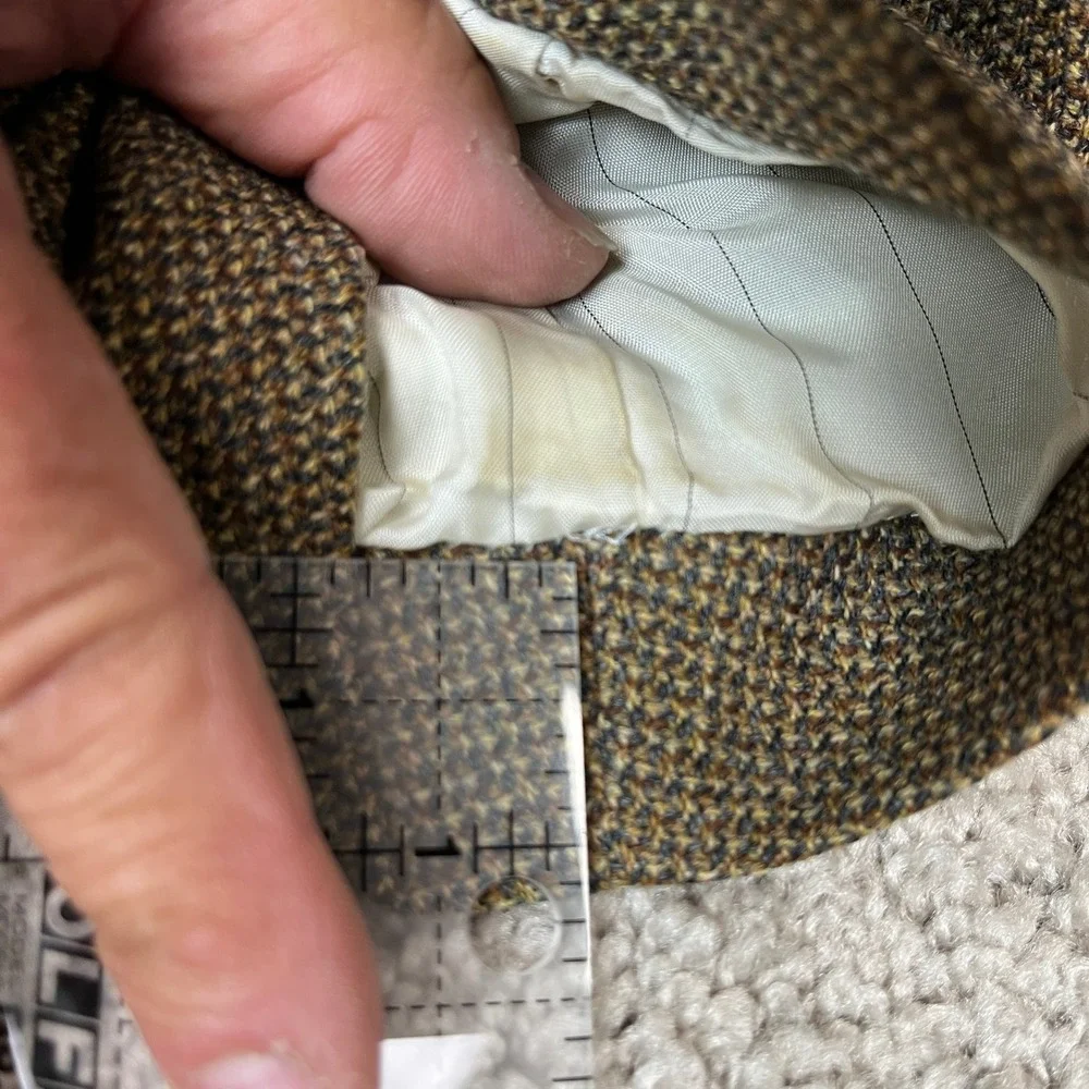 Canali Blazer Mens 48 Brown Flap Pocket Wool Cashmere Houndstooth Sport Coat